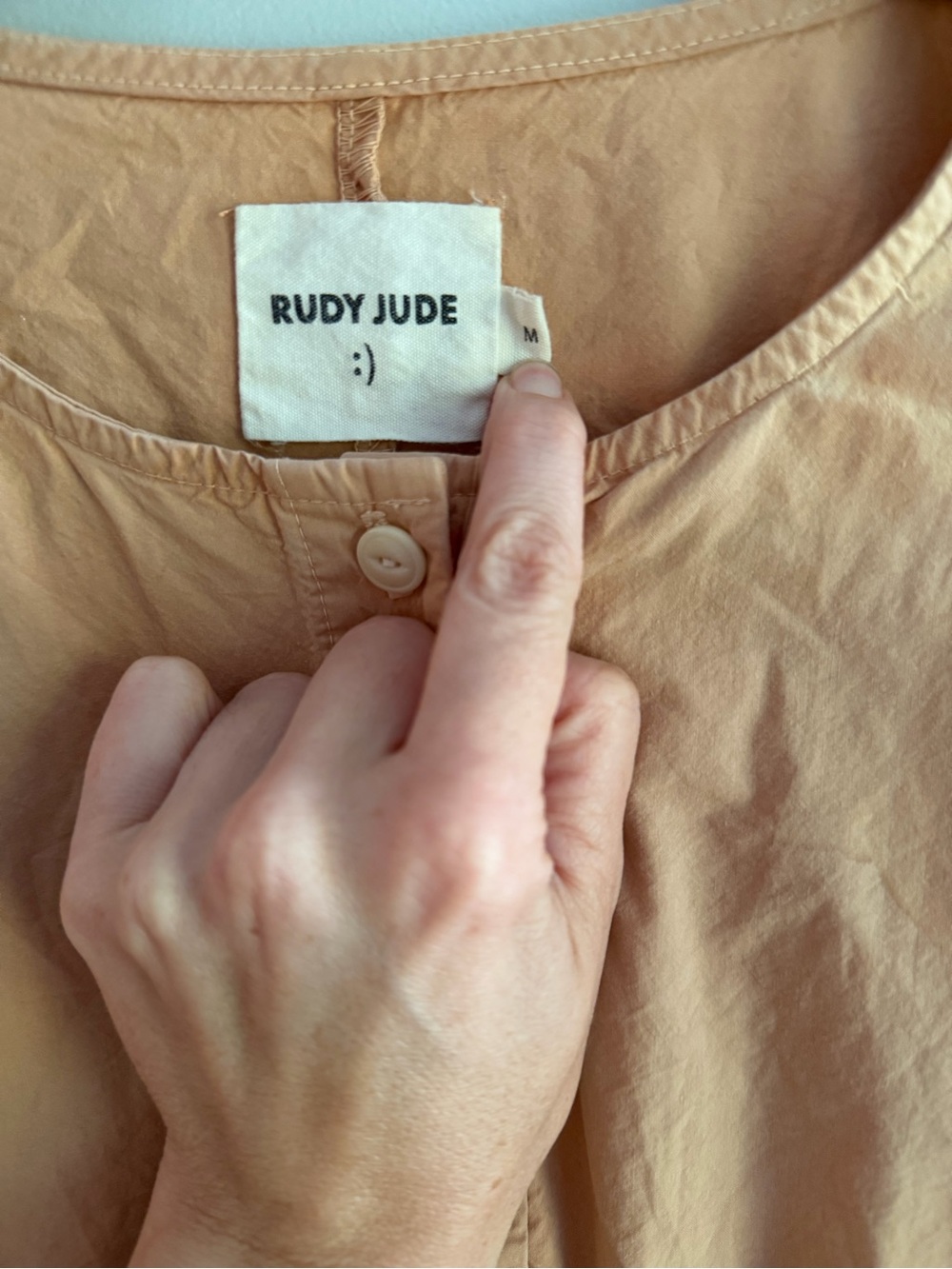 Rudy Jude Rust-Tan Puff Sleeve Smock Dress - Picture 7 of 8